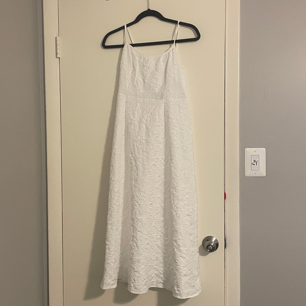 Floral Textured White Dress